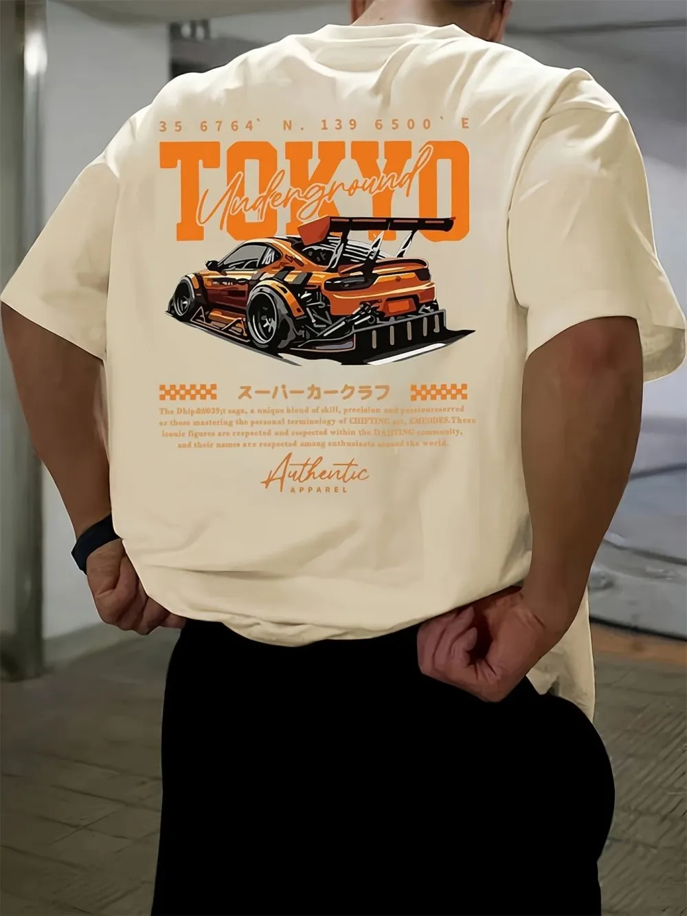 European and American Men's Summer Fashion Racing Letter Print Comfortable and Breathable Round Neck T-Shirt Outdoor Street Top