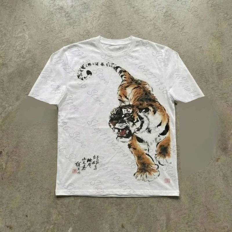 Y2K Women's Funny Horror Tiger Print Long Sleeve T-Shirt, Casual Daily Versatile Top Casual & Versatile Breathable