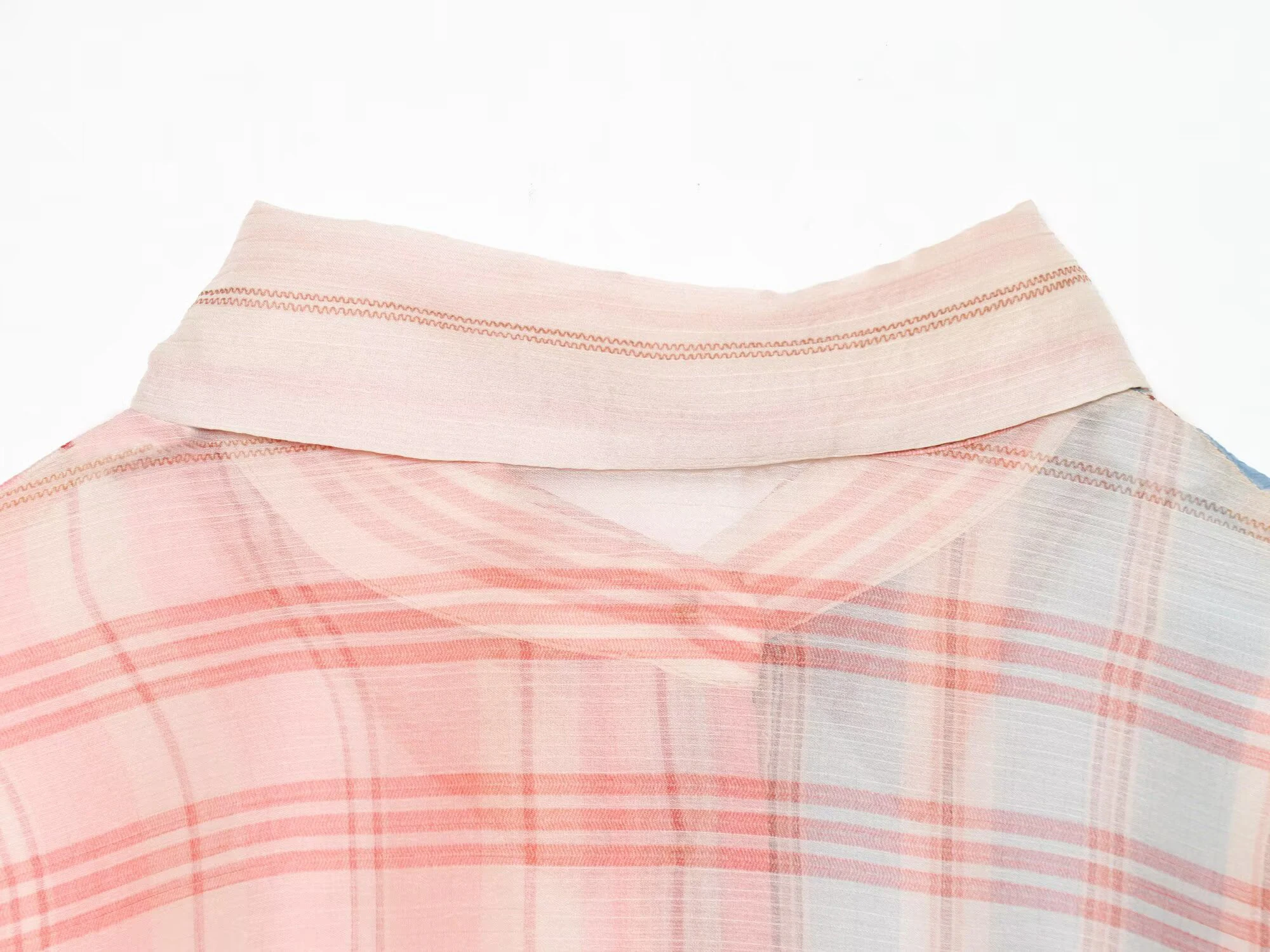 2026 Summer New Women's Simple and Casual Loose Top Micro Transparent Color blocked Stripe Splicing Bow Tie up Shirt