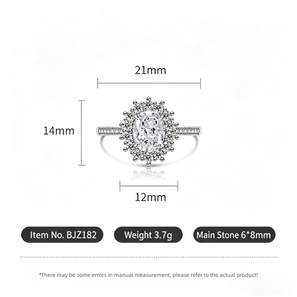 925 Sterling Silver Fashion Light Luxury Ice Flower Cut Pigeon Egg Sunflower Crystal Zircon Ring Women's Jewelry Gift