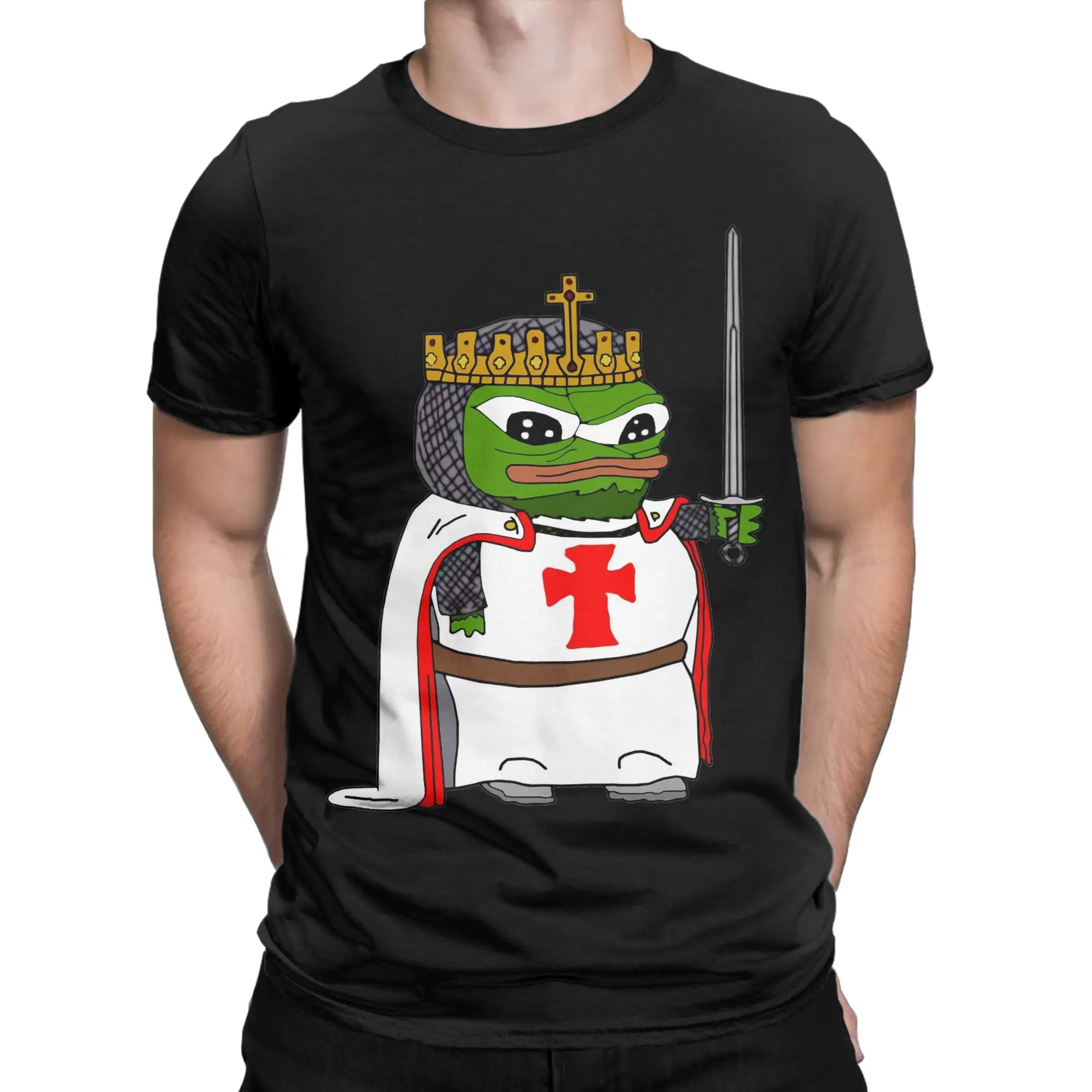Pepe Knight's Templar Apu T Shirts Men 100% Cotton Humor T-Shirt O Neck Tees Short Sleeve Tops Gift Idea