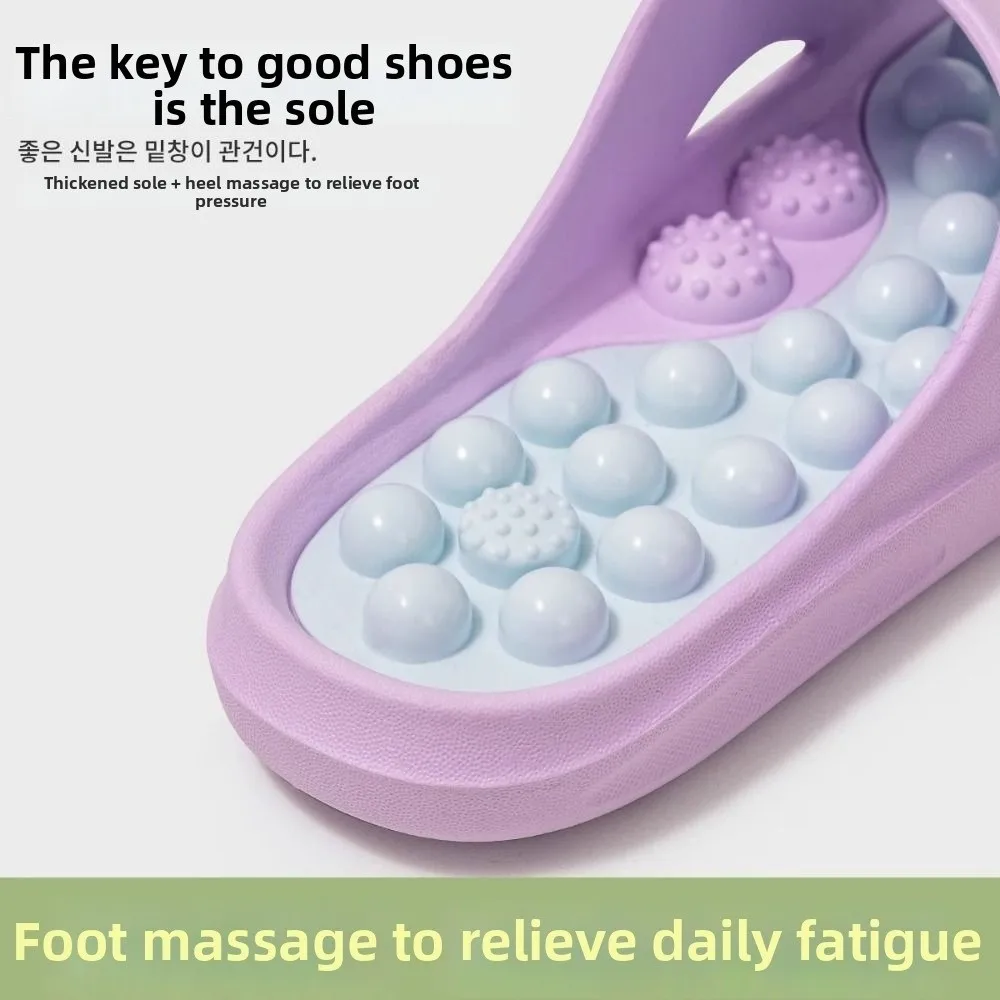 Casual Non-slip EVA Thick Sole Slippers Comfort Foot Acupressure Bathroom Slippers Summer Style Home Slippers Women Beach Wear