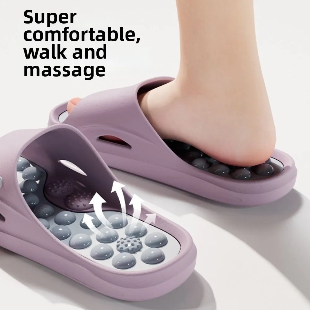 Casual Non-slip EVA Thick Sole Slippers Comfort Foot Acupressure Bathroom Slippers Summer Style Home Slippers Women Beach Wear