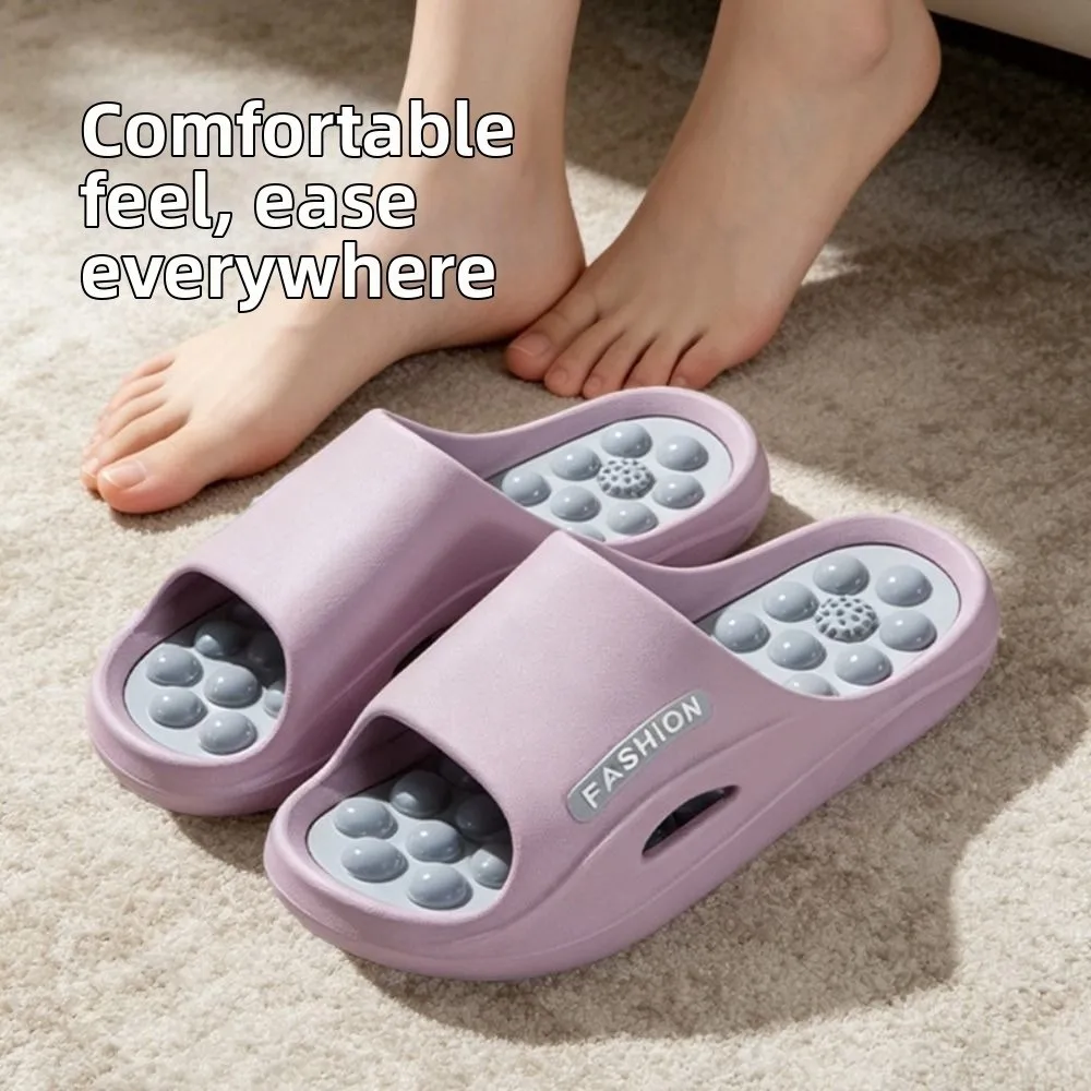 Casual Non-slip EVA Thick Sole Slippers Comfort Foot Acupressure Bathroom Slippers Summer Style Home Slippers Women Beach Wear