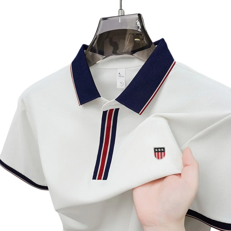 Fashionable Men Brand Daily Commuting Striped Polo Shirt Hot Selling in Summer Embroidered Lightweight and Comfortable Shorttop