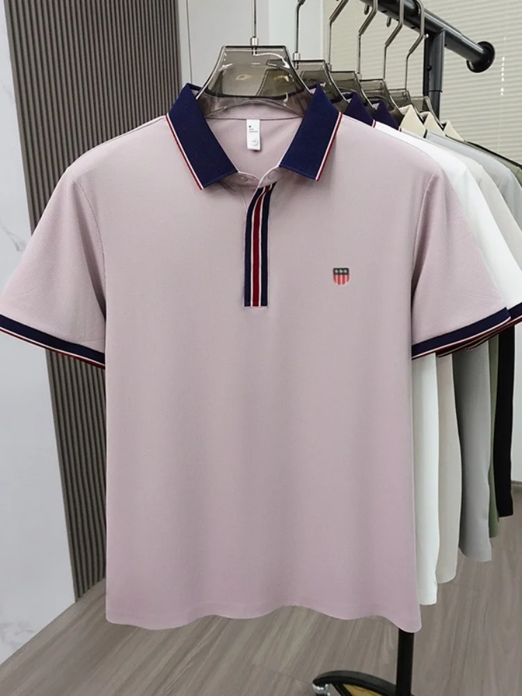 Fashionable Men Brand Daily Commuting Striped Polo Shirt Hot Selling in Summer Embroidered Lightweight and Comfortable Shorttop