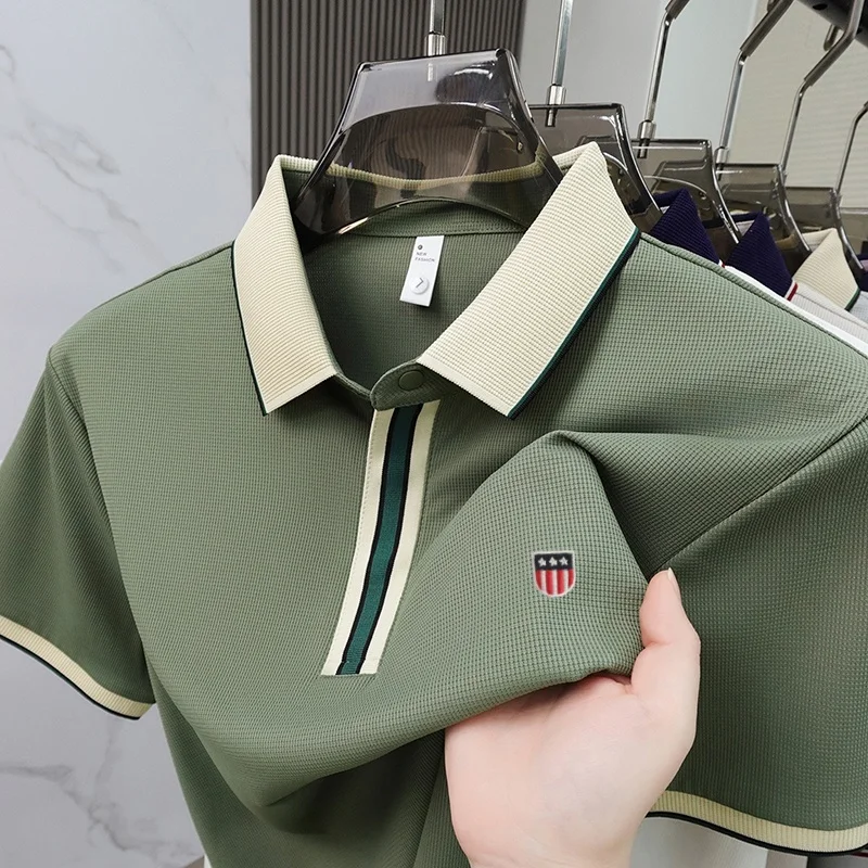Fashionable Men Brand Daily Commuting Striped Polo Shirt Hot Selling in Summer Embroidered Lightweight and Comfortable Shorttop
