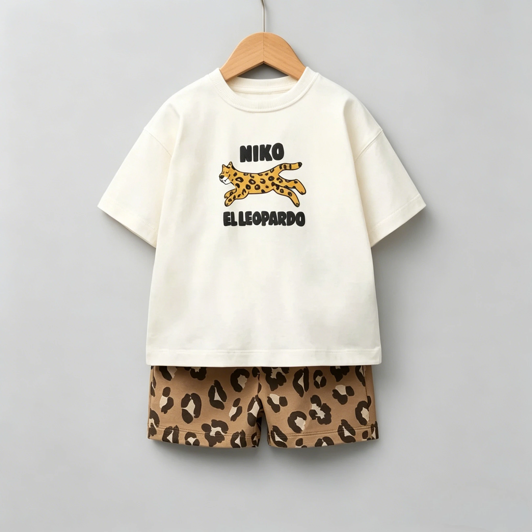Kids Summer Casual Cotton Outfit Set Short Sleeve Top And Shorts With Fun Animal Prints Little Baby Costume Children Thin Wear
