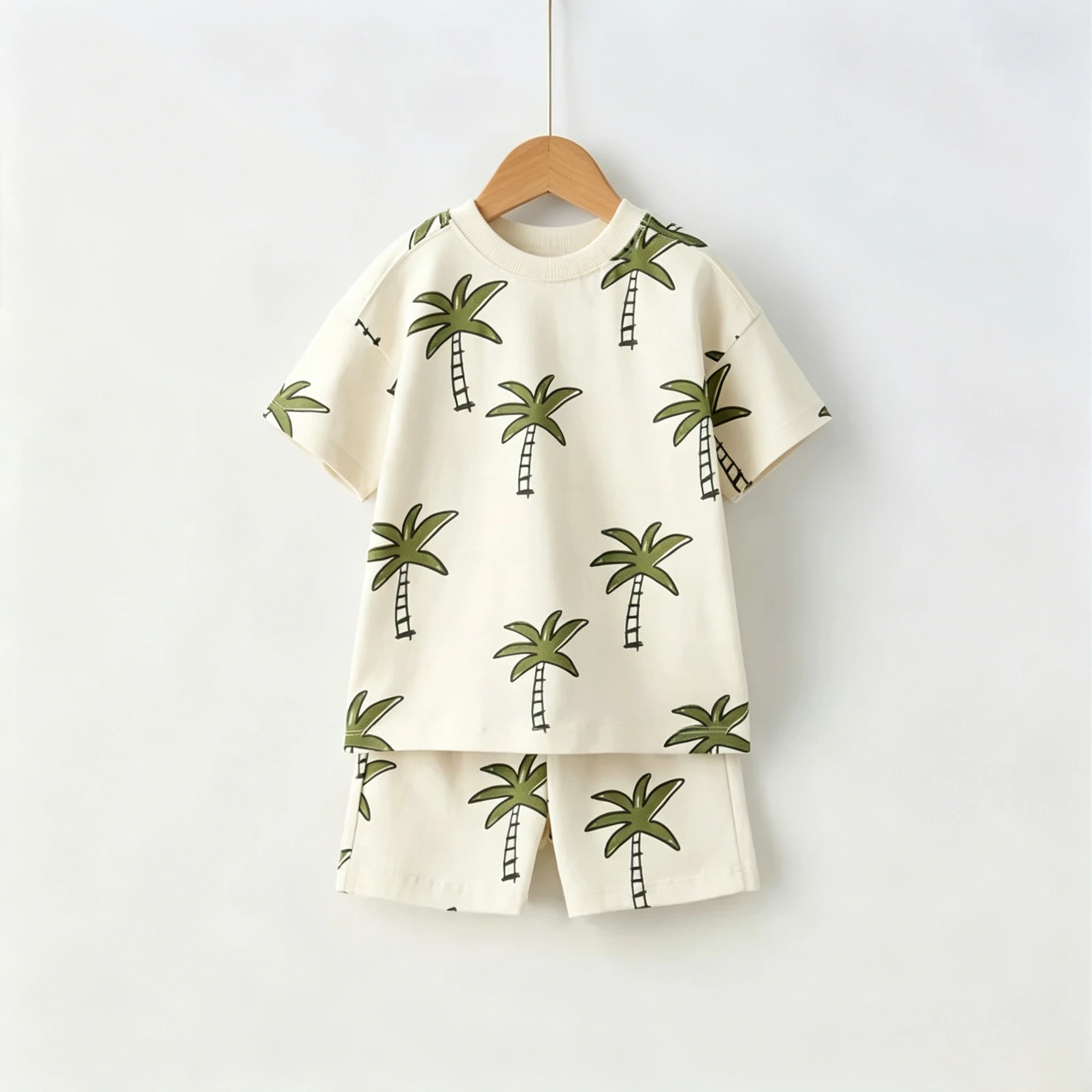 Kids Summer Casual Cotton Outfit Set Short Sleeve Top And Shorts With Fun Animal Prints Little Baby Costume Children Thin Wear