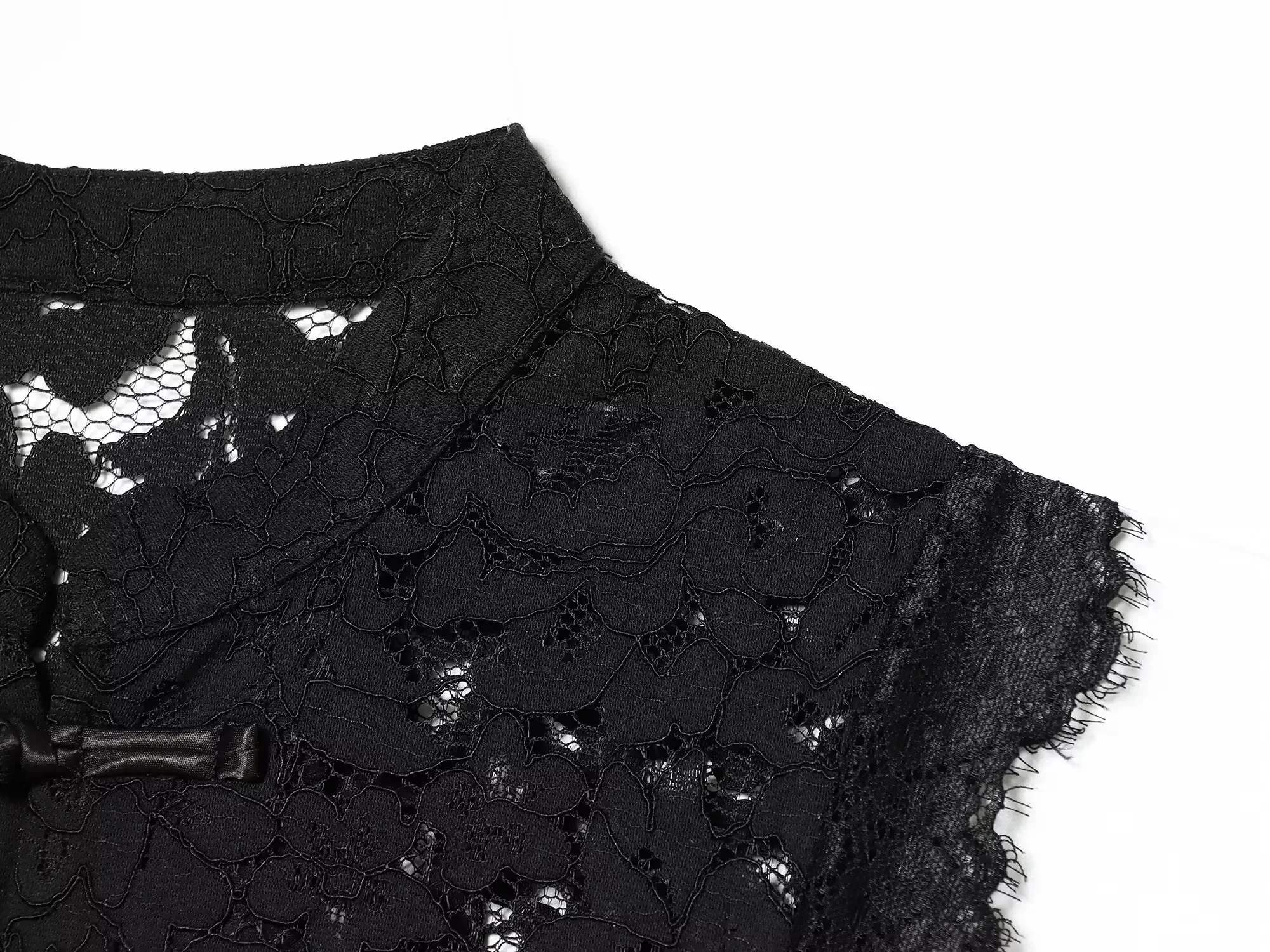 BSAY Women's Clothing Fashion Chinese Style White Vest Summer New Stand Up Collar Hollow Lace Sleeveless Chic Female Tank Top
