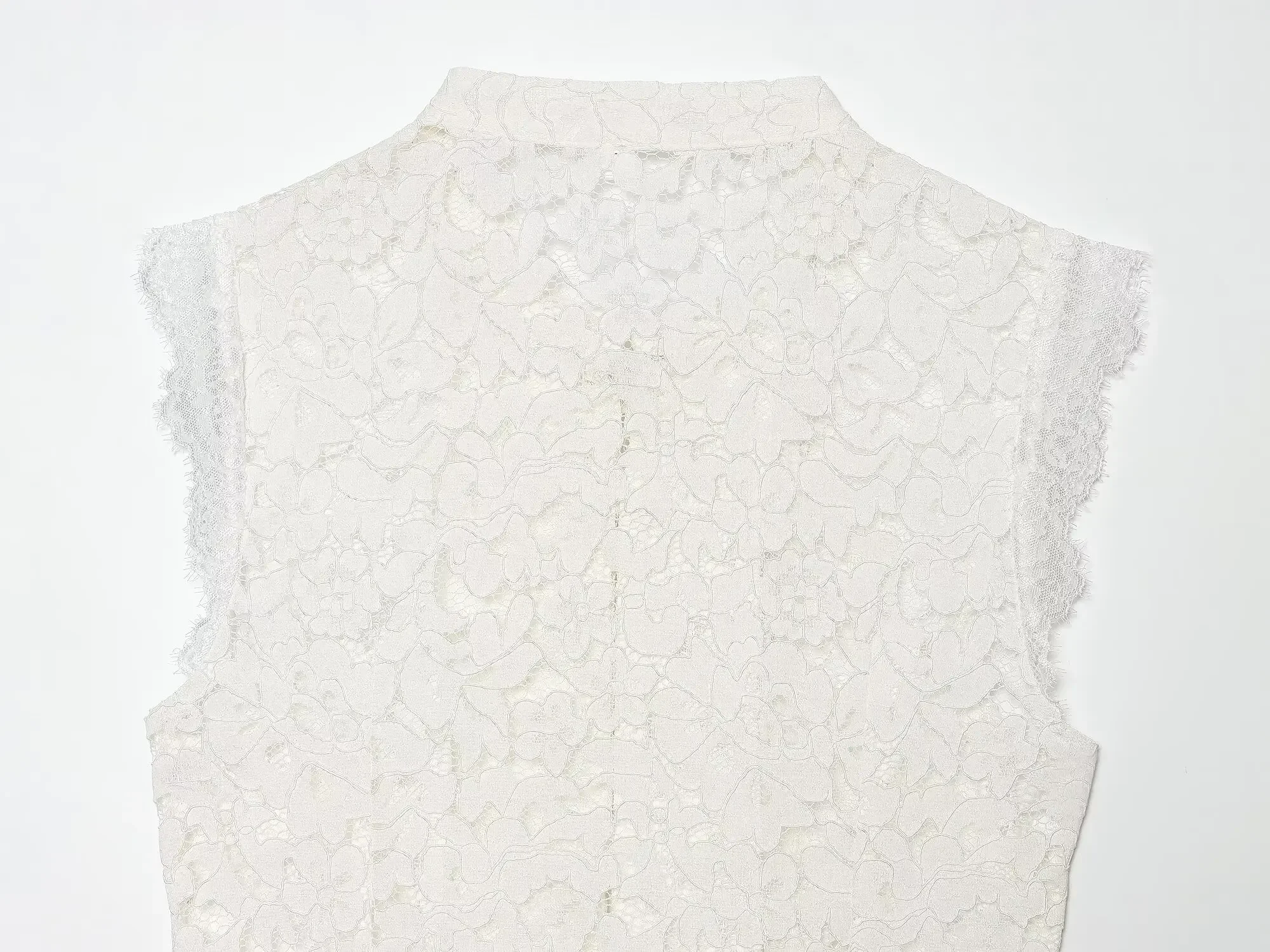 BSAY Women's Clothing Fashion Chinese Style White Vest Summer New Stand Up Collar Hollow Lace Sleeveless Chic Female Tank Top