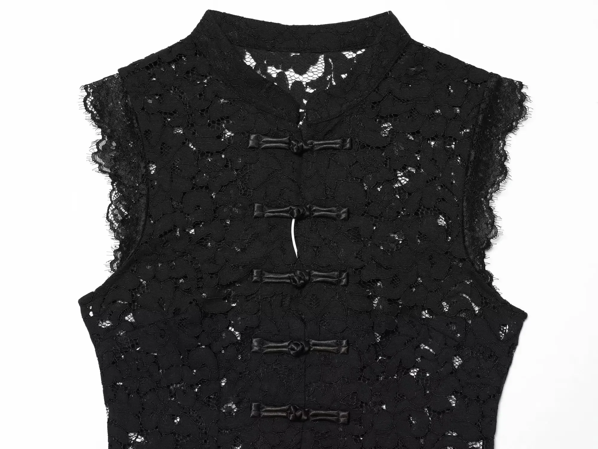 BSAY Women's Clothing Fashion Chinese Style White Vest Summer New Stand Up Collar Hollow Lace Sleeveless Chic Female Tank Top