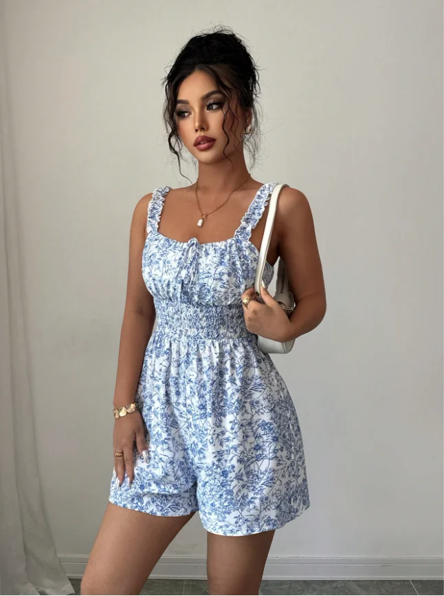 New Women Printed Cami Jumpsuit Shorts