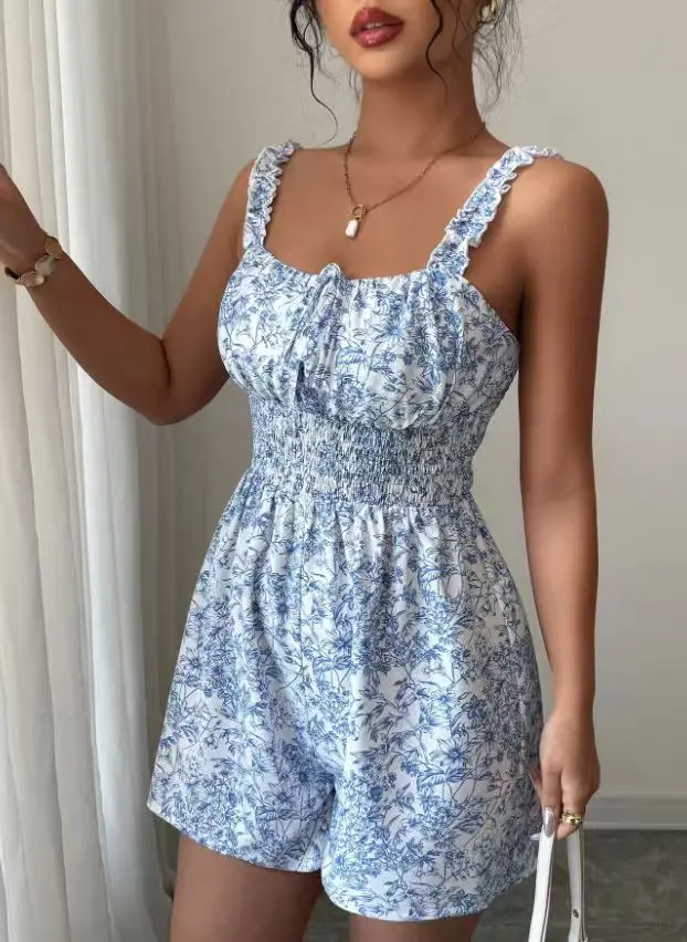 New Women Printed Cami Jumpsuit Shorts