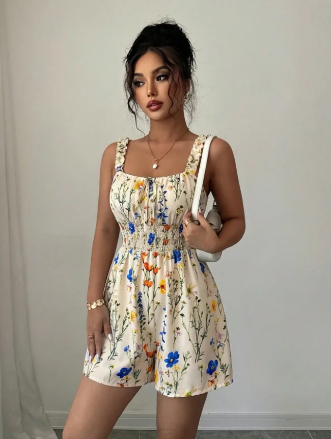 New Women Printed Cami Jumpsuit Shorts