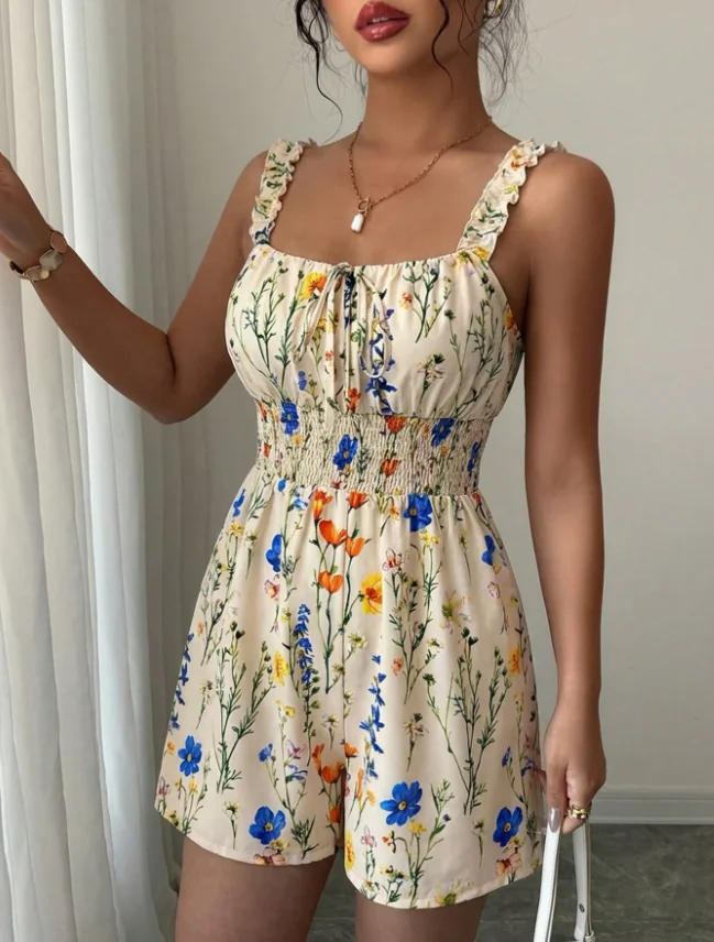 New Women Printed Cami Jumpsuit Shorts