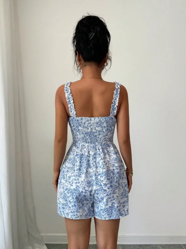 New Women Printed Cami Jumpsuit Shorts