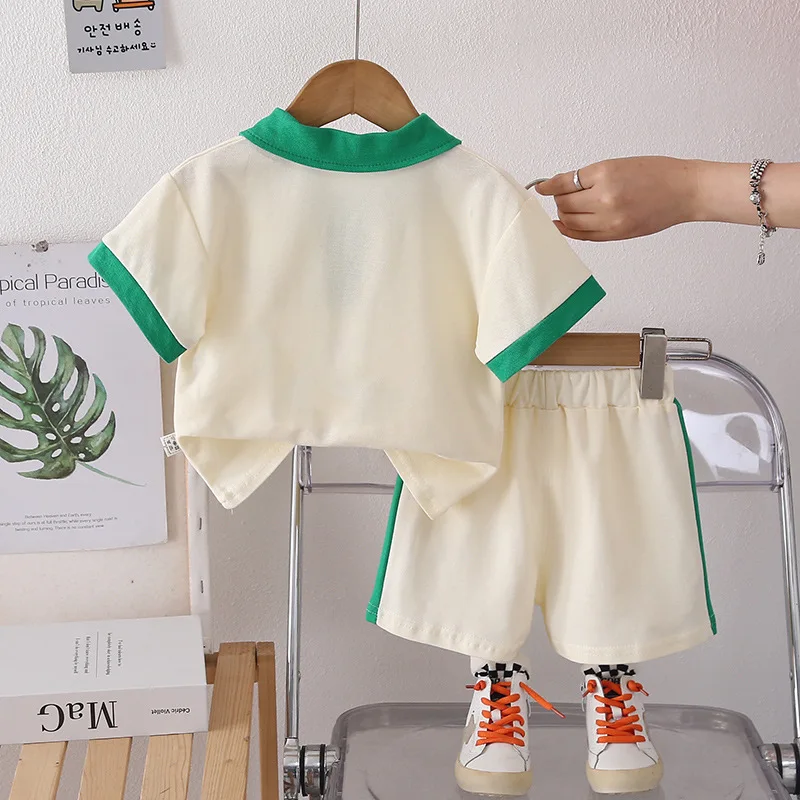 New Summer Suits for Baby Classic PatternKids Short Sleeve Polo TShirts + Shorts 2pcs/sets Toddler Boy Casual Fashion Clothing