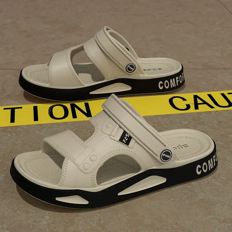 Men's Slippers Summer Outdoor Couple's Beach Sandals EVA Soft Thick-soled Indoor Home Slides Fashion Non-Slip Bathroom Slippers