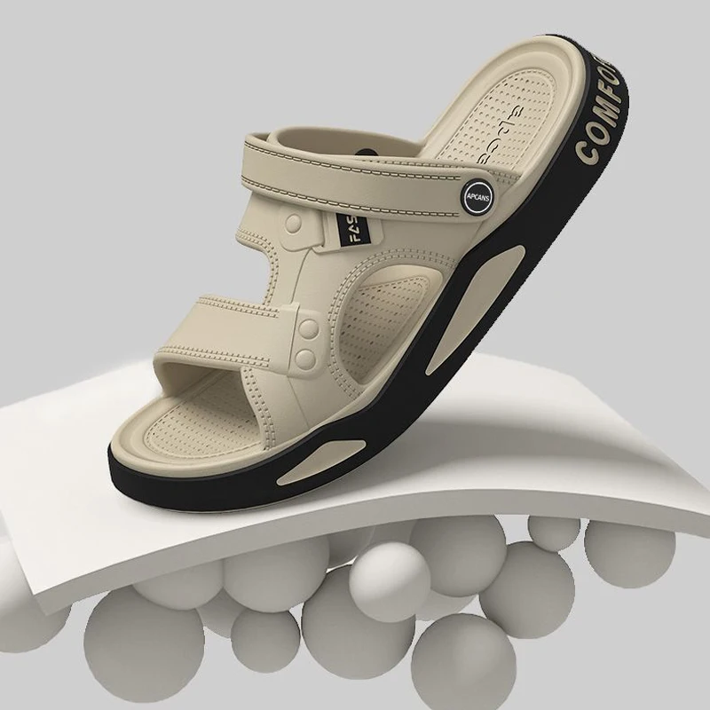 Men's Slippers Summer Outdoor Couple's Beach Sandals EVA Soft Thick-soled Indoor Home Slides Fashion Non-Slip Bathroom Slippers