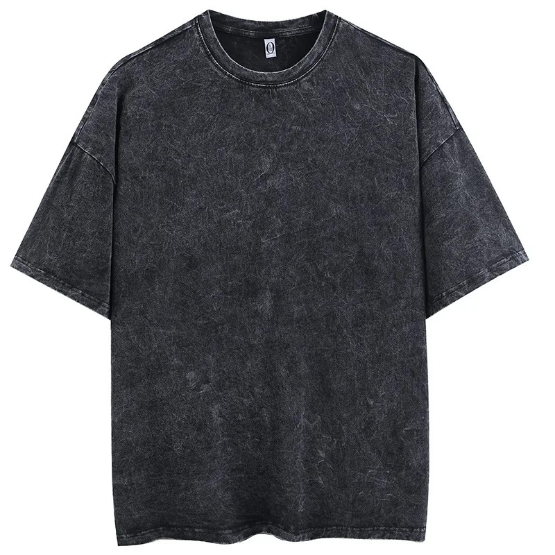 Men's Street Style Washed T-Shirt With Unique Bamboo Leaf Print Retro Pure Cotton Short Sleeve Top Casual Daily Commute