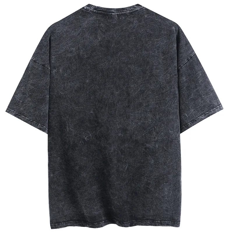 Men's Street Style Washed T-Shirt With Unique Bamboo Leaf Print Retro Pure Cotton Short Sleeve Top Casual Daily Commute