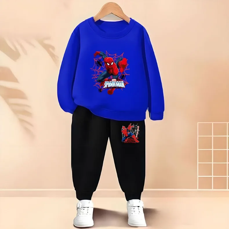 2026 Spring Autumn Children's Hoodies Sets Boys Cartoon print Pullover and Long Pants Two Piece Set Kids Casual Thin Tracksuit