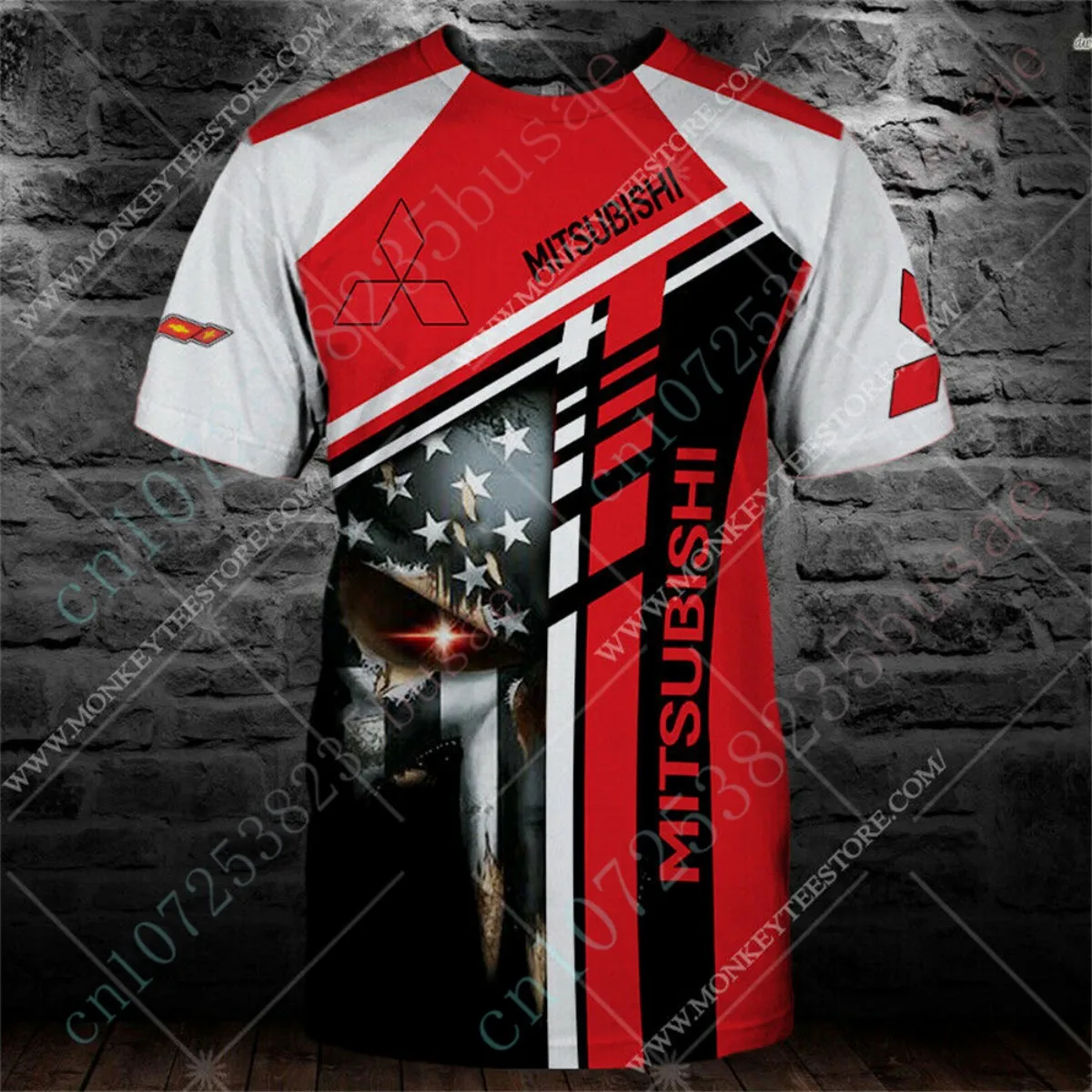 Summer Mitsubishi Creative 3D Printed T-Shirt for Men, Street Casual Top, Outdoor Quick-Drying Breathable Sportswear