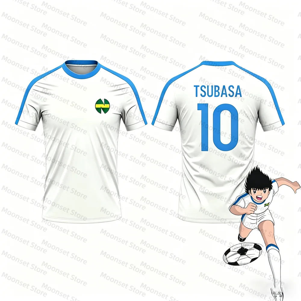 2 Piece Outfit Children Tracksuit Captain Tsubasa Football No.10 Print T Shirt Can Choose T-Shirts Or Shorts Kids Clothes Set
