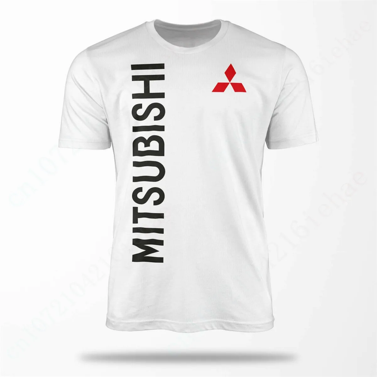 Mitsubishi Fashion Printed Pure Cotton Men's T-Shirt, Harajuku Street Anime Top, Fun Short-Sleeve