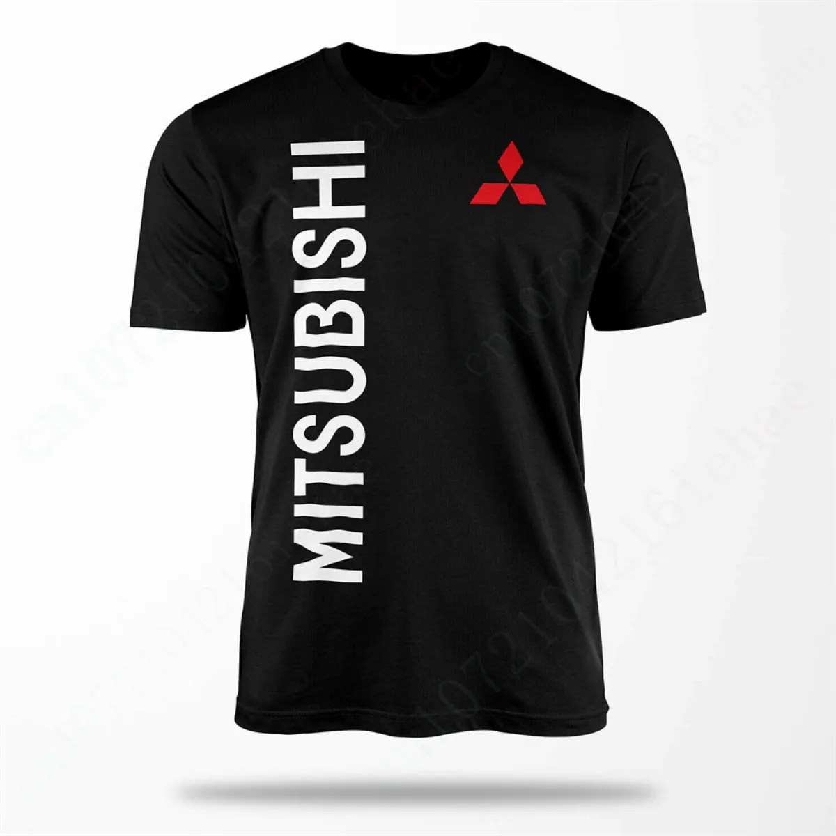 Mitsubishi Fashion Printed Pure Cotton Men's T-Shirt, Harajuku Street Anime Top, Fun Short-Sleeve