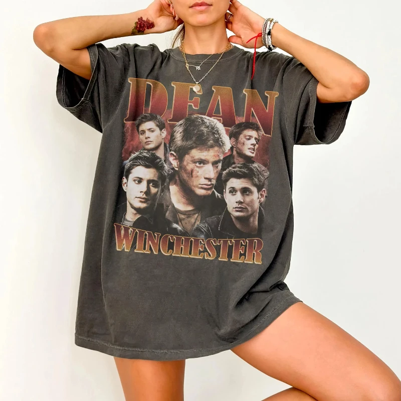 Supernatural Winchester Comfort Color Pattern T-shirt Retro Dean Winchester Shirt