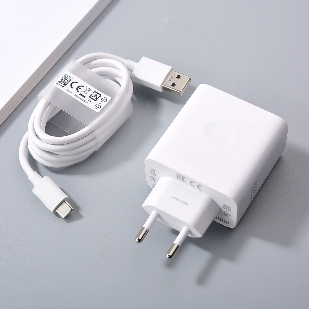 For OPPO 80W SuperVOOC Charger EU/US Fast Charger Adapter Type C Cable For OPPO Find N2 N X4 X5 X6 X7 Reno 12 11 10X 9 8 R17 Pro