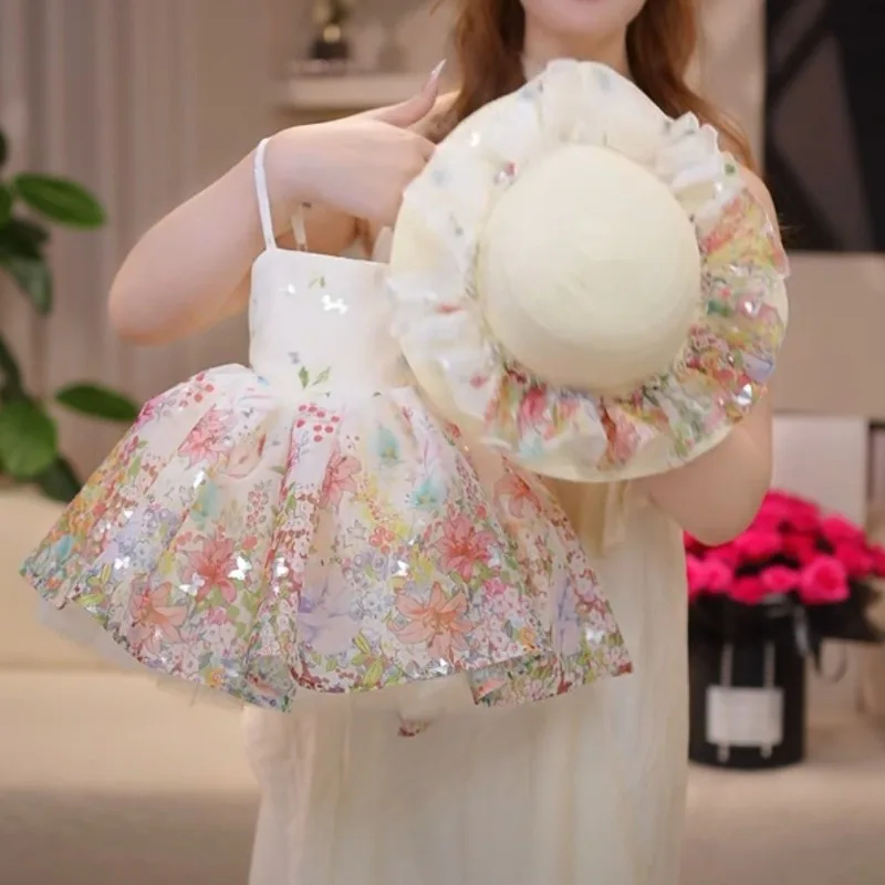 Bellbell Summer Kids Girls Princess Dress Butterfly Printed Children Girls Sling Dress 2-10Y Infant Babys Girls Sleeveless Dress