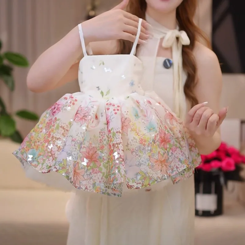 Bellbell Summer Kids Girls Princess Dress Butterfly Printed Children Girls Sling Dress 2-10Y Infant Babys Girls Sleeveless Dress