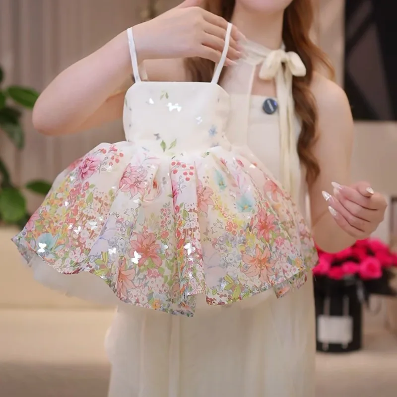 Bellbell Summer Kids Girls Princess Dress Butterfly Printed Children Girls Sling Dress 2-10Y Infant Babys Girls Sleeveless Dress