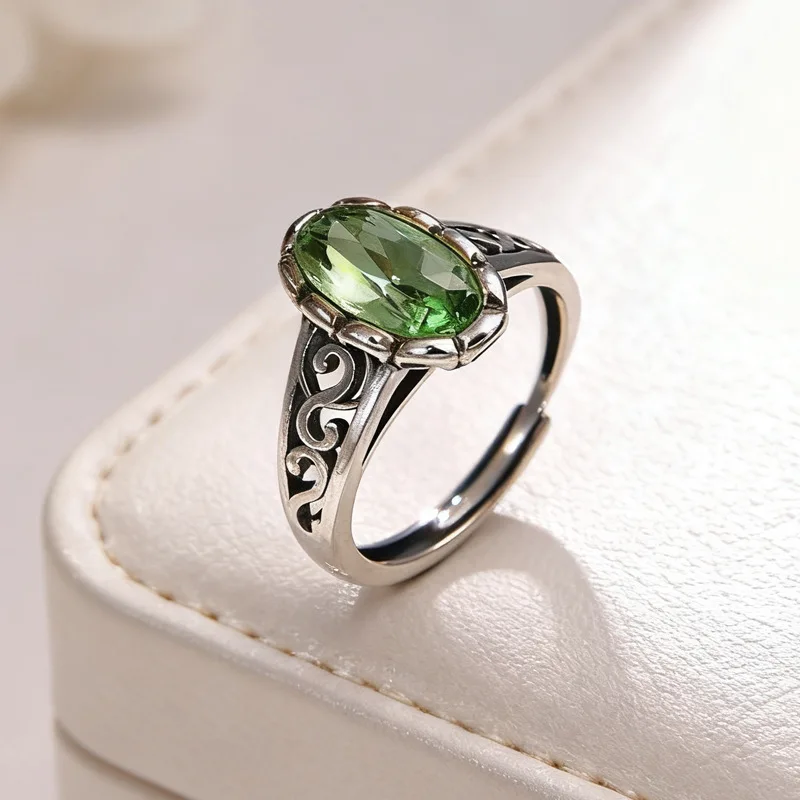 925 Sterling Silver Ellipse Zircon Adjustable Rings For Women Luxury Designer Jewelry Party Accessories Birthday Gift