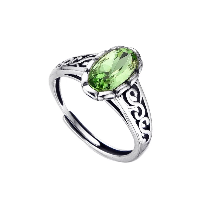 925 Sterling Silver Ellipse Zircon Adjustable Rings For Women Luxury Designer Jewelry Party Accessories Birthday Gift