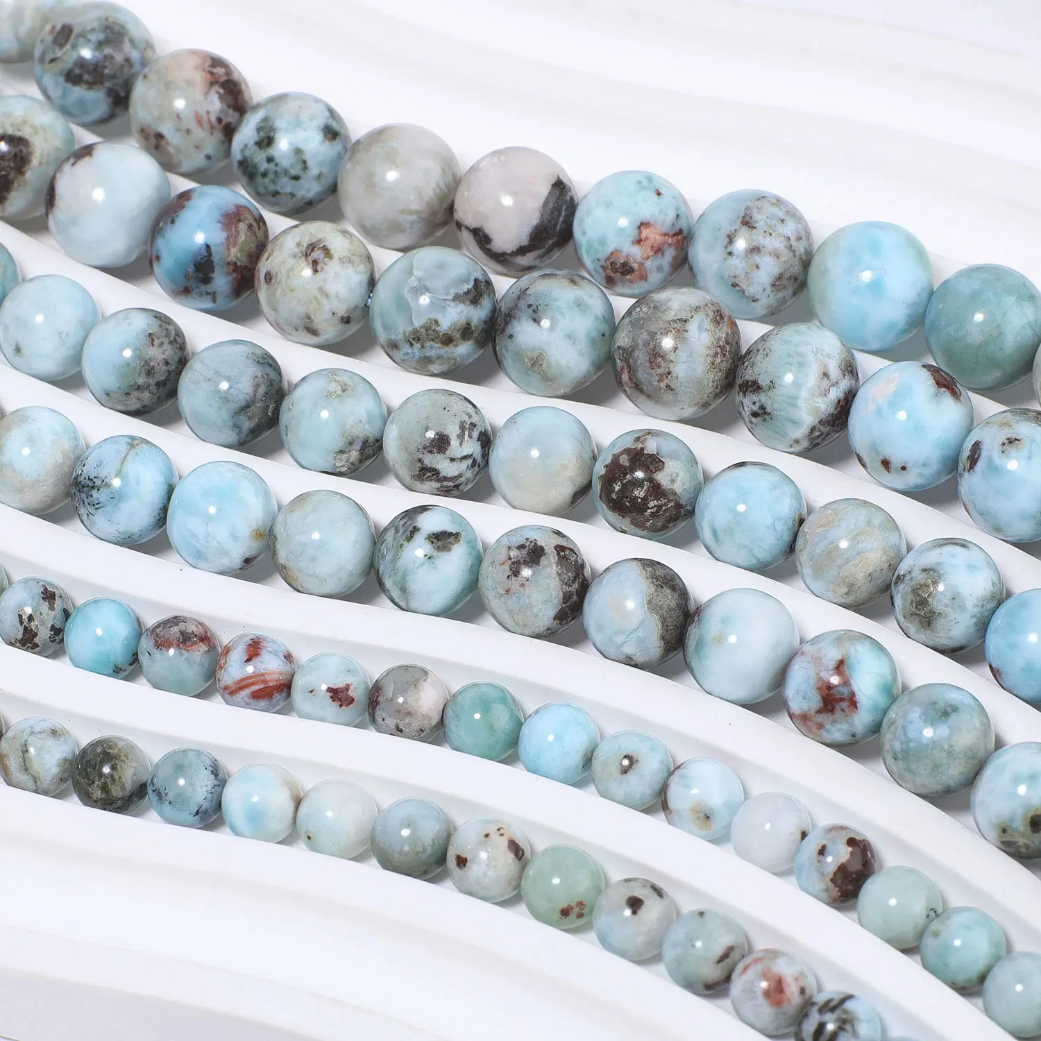 6/8/10mm Natural Larimar Smooth Round Spacer Beads for Jewelry Making DIY Elegant Women Jewelry Making Fashion Necklace