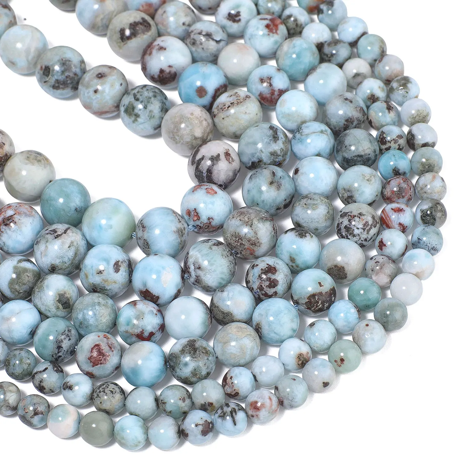 6/8/10mm Natural Larimar Smooth Round Spacer Beads for Jewelry Making DIY Elegant Women Jewelry Making Fashion Necklace