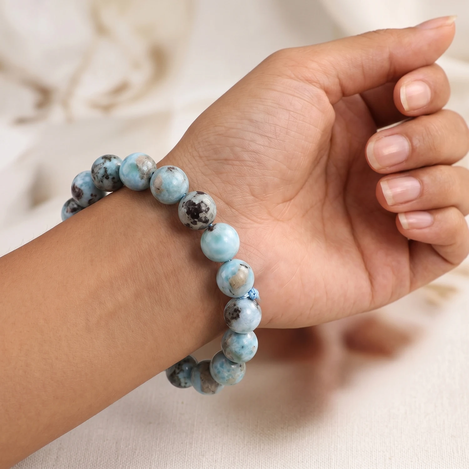 6/8/10mm Natural Larimar Smooth Round Spacer Beads for Jewelry Making DIY Elegant Women Jewelry Making Fashion Necklace