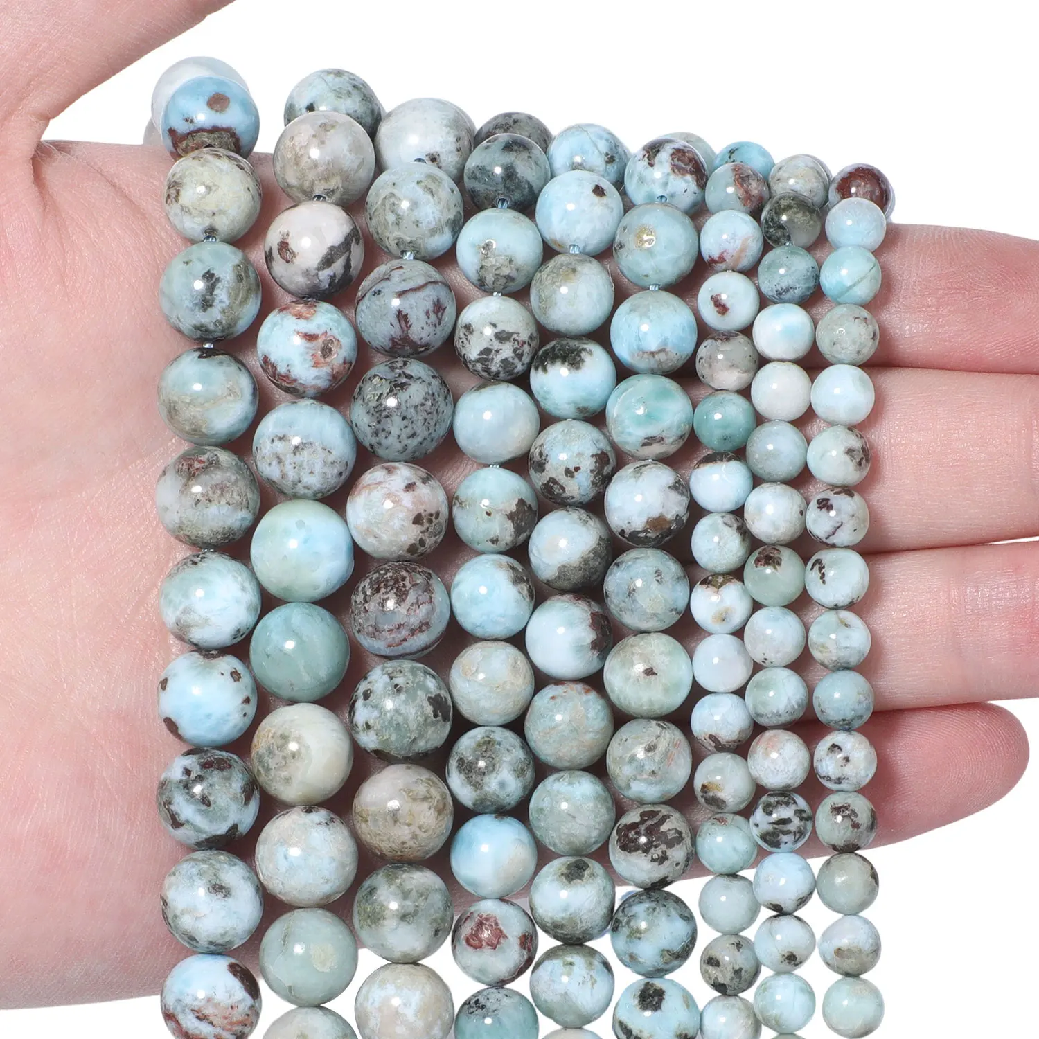 6/8/10mm Natural Larimar Smooth Round Spacer Beads for Jewelry Making DIY Elegant Women Jewelry Making Fashion Necklace