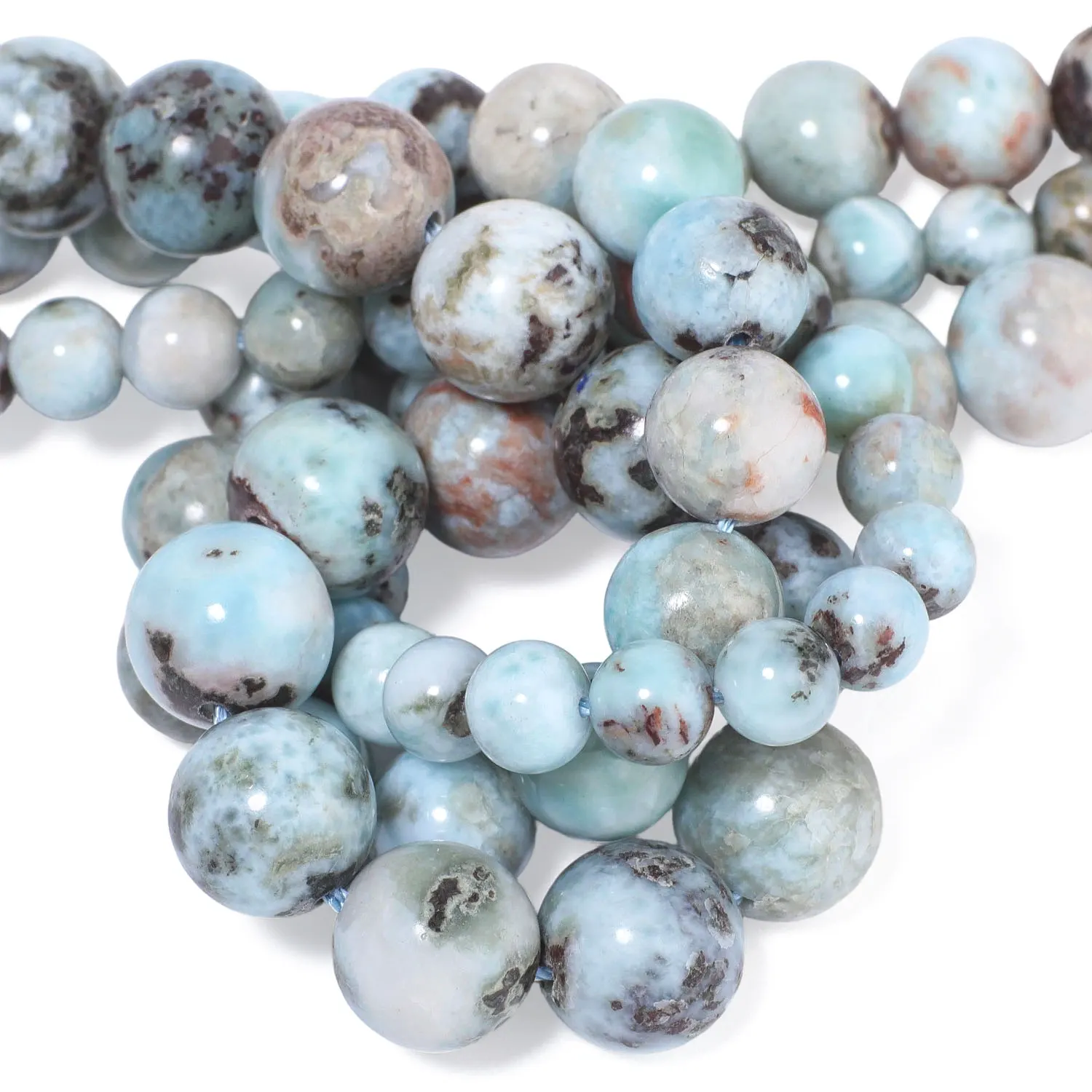 6/8/10mm Natural Larimar Smooth Round Spacer Beads for Jewelry Making DIY Elegant Women Jewelry Making Fashion Necklace