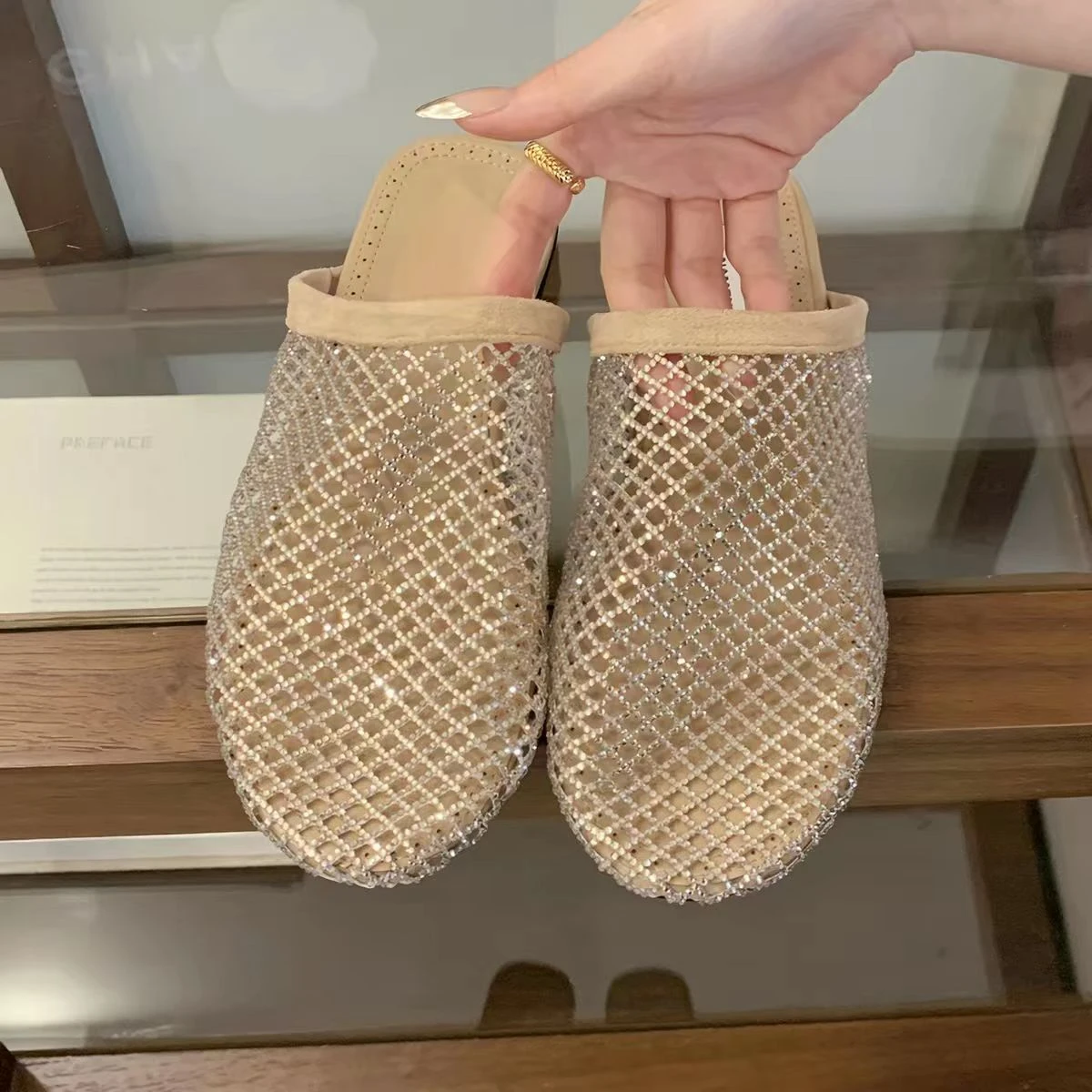 2026 Fashion New Summer Round Toe Mesh Sexy Comfortable Non-slip Casual Slippers Lightweight Plus Size Flat Slippers for Women