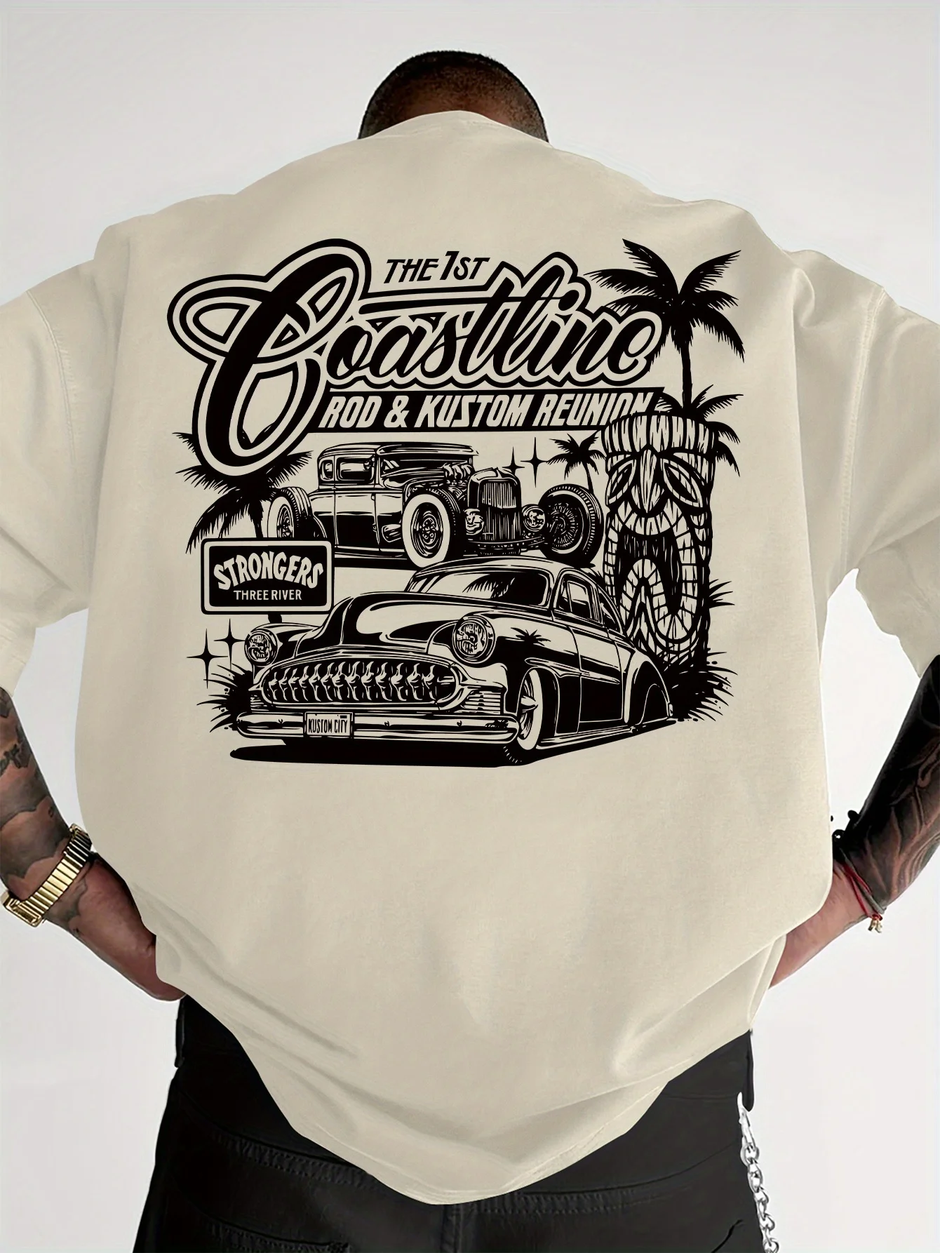 Coastline Rod and Kustom Reunion Hot Rod Graphic Tee for Men Made of 100% Cotton Perfect for Summer Streetwear