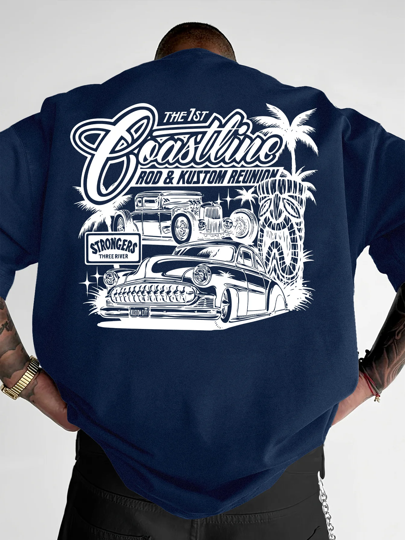 Coastline Rod and Kustom Reunion Hot Rod Graphic Tee for Men Made of 100% Cotton Perfect for Summer Streetwear