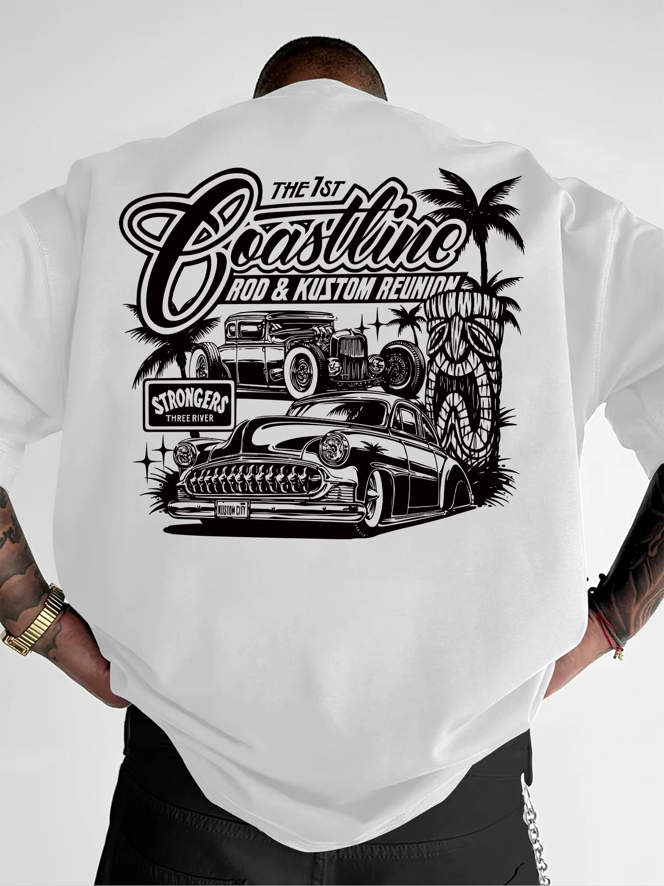 Coastline Rod and Kustom Reunion Hot Rod Graphic Tee for Men Made of 100% Cotton Perfect for Summer Streetwear