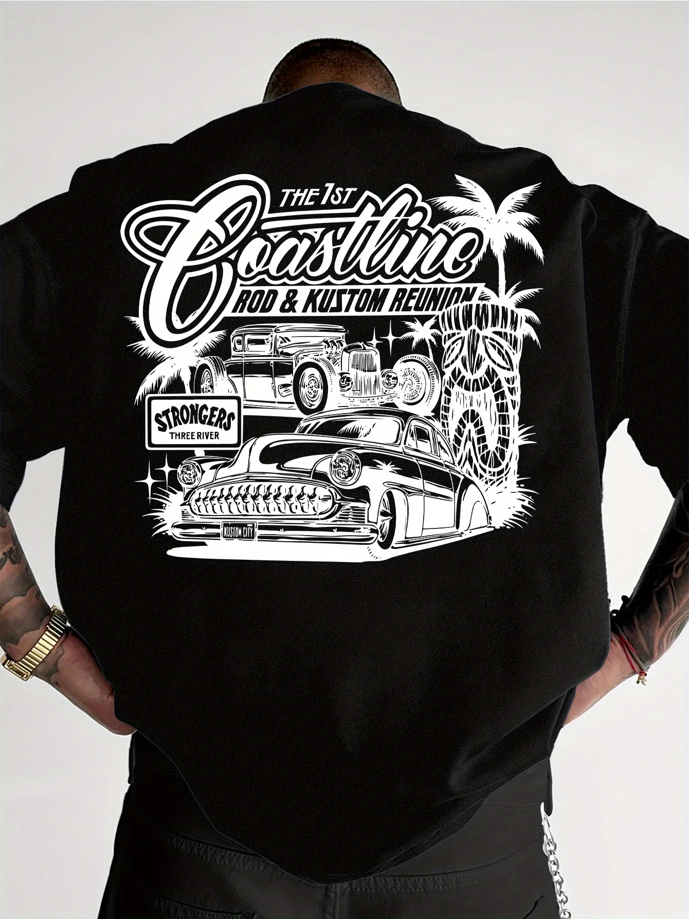 Coastline Rod and Kustom Reunion Hot Rod Graphic Tee for Men Made of 100% Cotton Perfect for Summer Streetwear