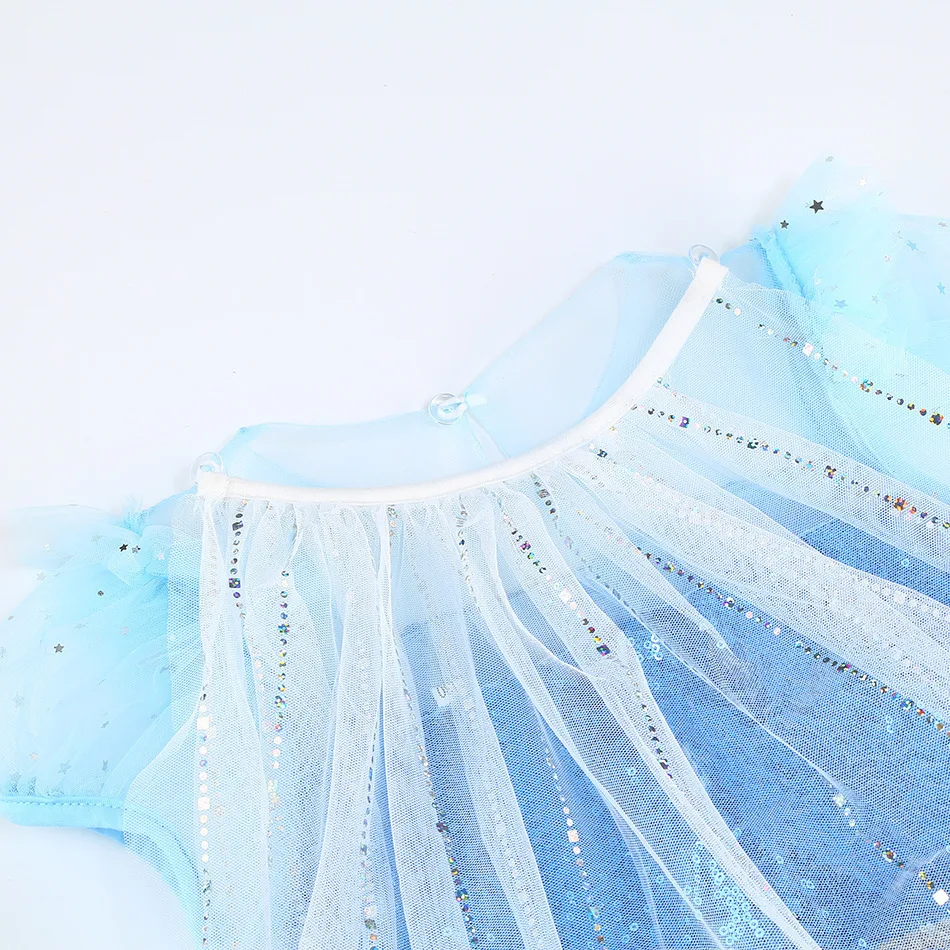 Girls Elsa Sequins Snow queen Princess Costume Dress Cape Full Accessories For Halloween Birthday Party Role Play