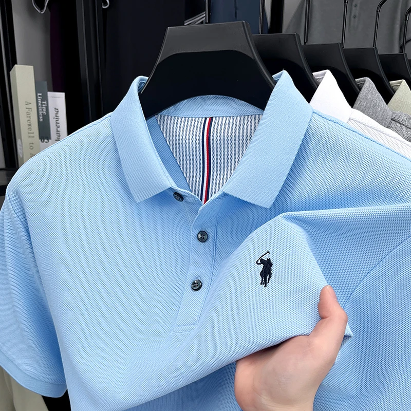 100% pure cotton short sleeve polo shirt summer new breathable men's T-shirt high-end brand Paul Pony embroidered business top
